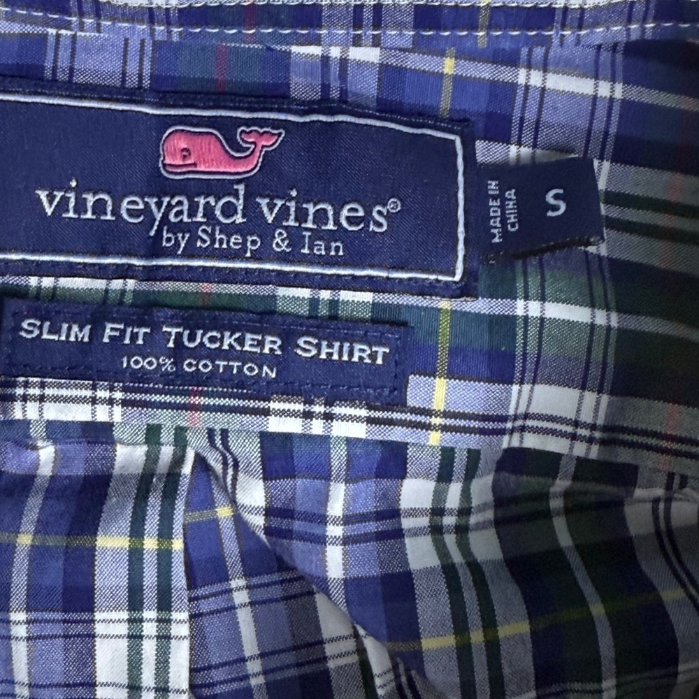 Vineyard Vines Slim Fit Tucker Shirt Mens‎ Plaid Button Down Long Sleeve - Picture 4 of 9